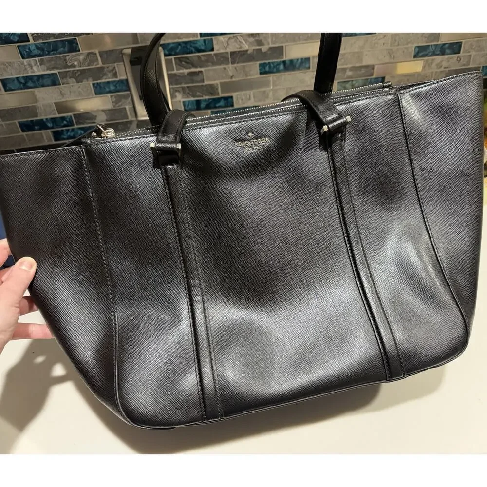 Kate Spade Newbury Lane Briar Saffiano Leather XL Tote Black Gold